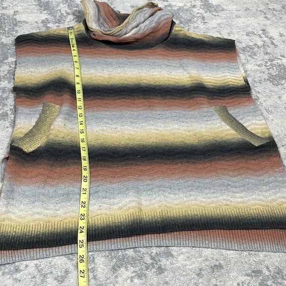 2 Sisters Sweater Vest Blanket Poncho Cowl Neck Chevron Stripe Fall Neutrals S M - Picture 6 of 9